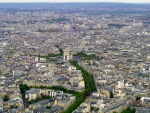 On top of the Eiffel Tower in Paris, France