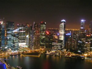 On top of the Marina Bay Sands overlooking Singapore