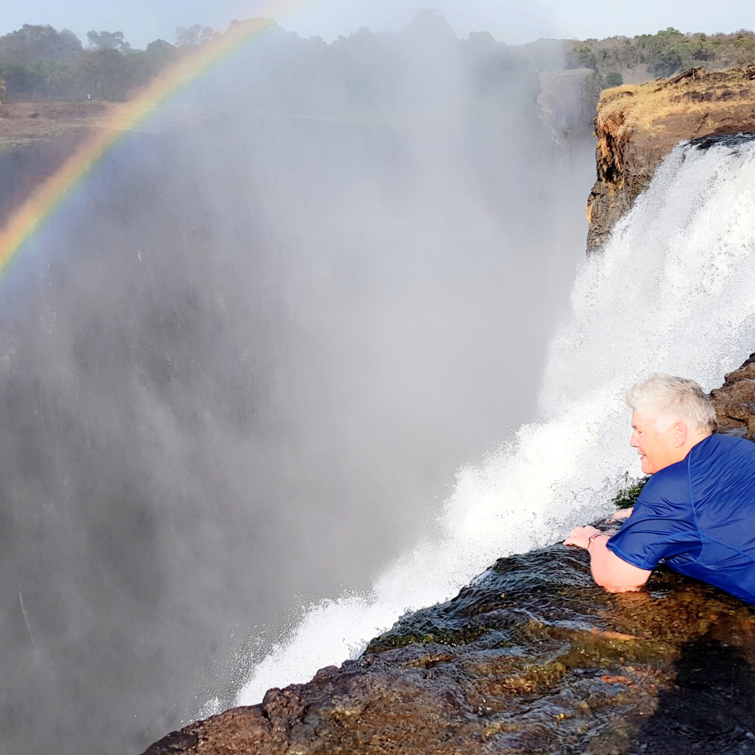 Peering over the edge of Victoria Falls