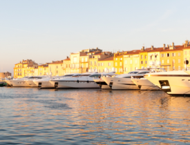 LUXURY SUPER YACHTS LINES UP IN THE HARBOUR