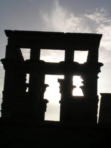 Silhouetted Egyptian Temple