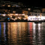 Illuminated Batsi on Andros Island