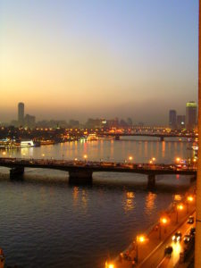 Illuminated Nile in Cairo