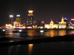 Illuminated Bund in Shangai