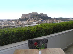 having lunch with the Parthenon