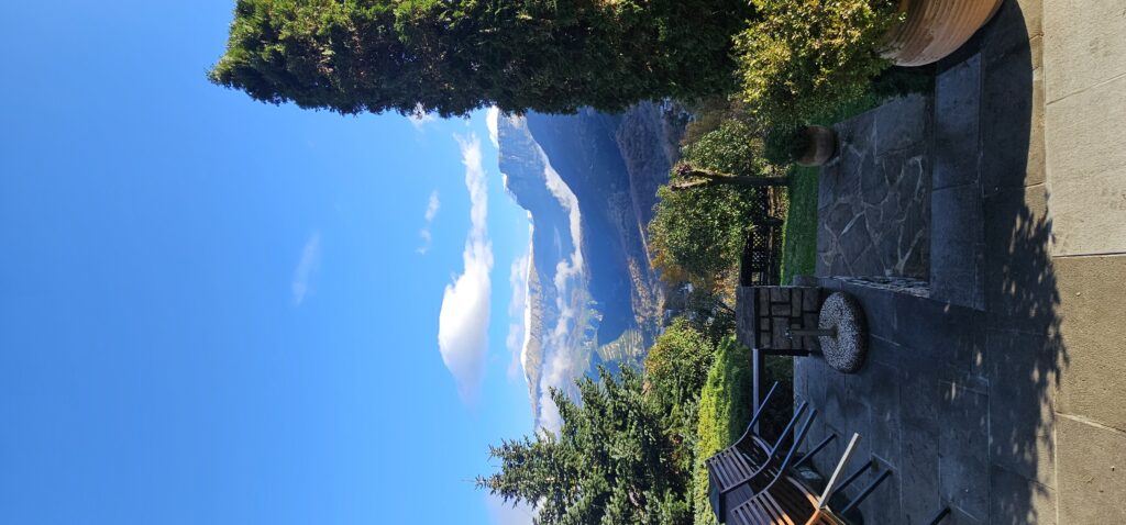 the view from the Aristi Mountain Resort terrace